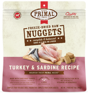 Primal Turkey & Sardine Formula Nuggets Grain-Free Freeze-Dried Dog Food 14 oz
