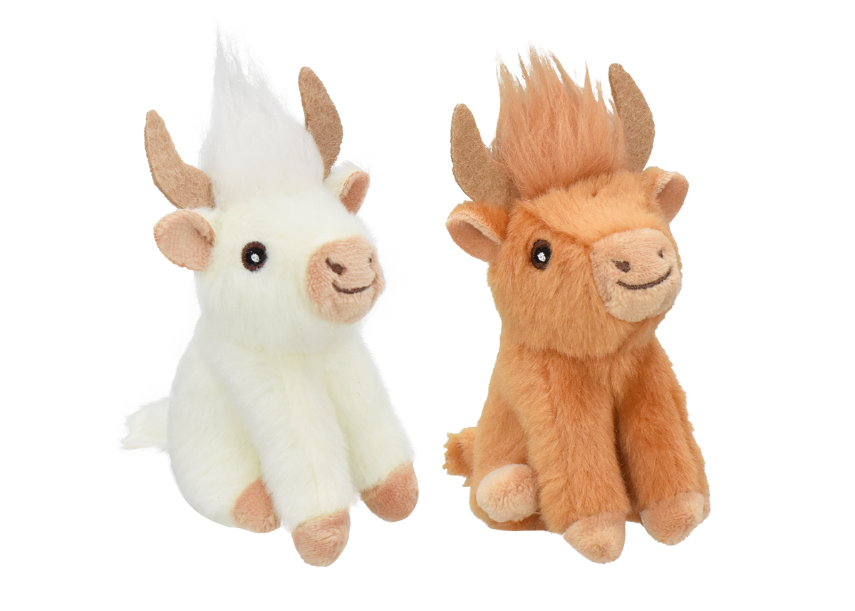Multipet Highland Cow Cat Toy, Assorted 4 in