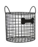 Crystal Art Gallery Metal Bone Storage Basket Bin 10 x10 x9 in