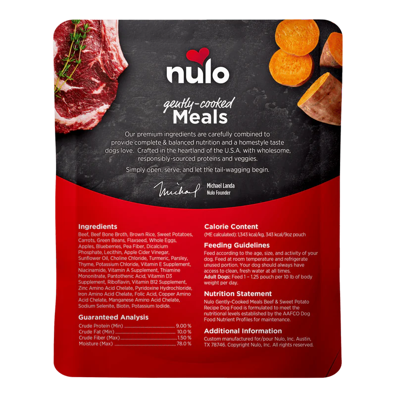 Nulo Gently-Cooked Meals Beef & Sweet Potato Recipe Adult Dog Food