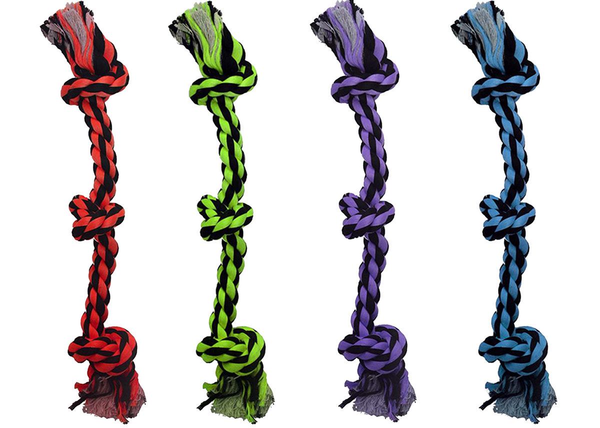 Incredipet 3-Knot Rope Dog Toy, Assorted 15 in