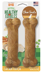 Nylabone Healthy Edibles Chicken Flavor Dog Bone Treats, Twin Pack up to 35 lbs