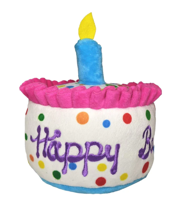 Huxley & Kent Happy Barkday Birthday Cake Plush Dog Toy