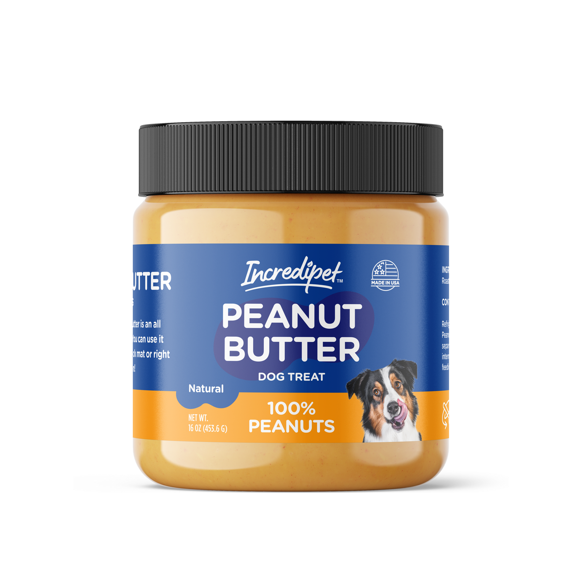 Incredipet Natural Peanut Butter 100% Peanuts Recipe for Dogs 16 oz
