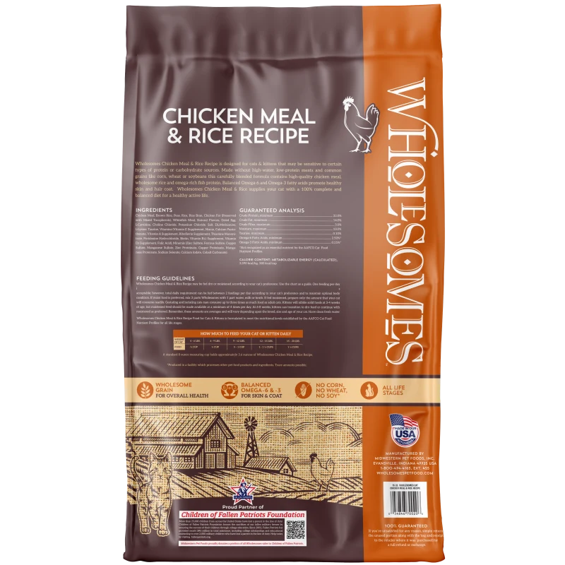 Wholesomes Chicken Meal & Rice Dry Cat Food 15 lb
