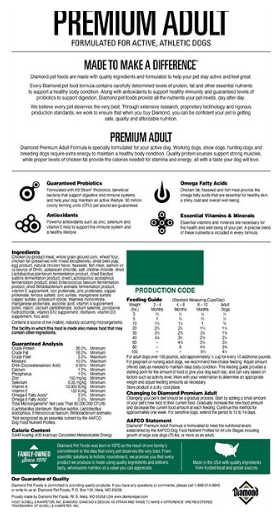 Diamond Premium Adult Formula Dry Dog Food 40 lb