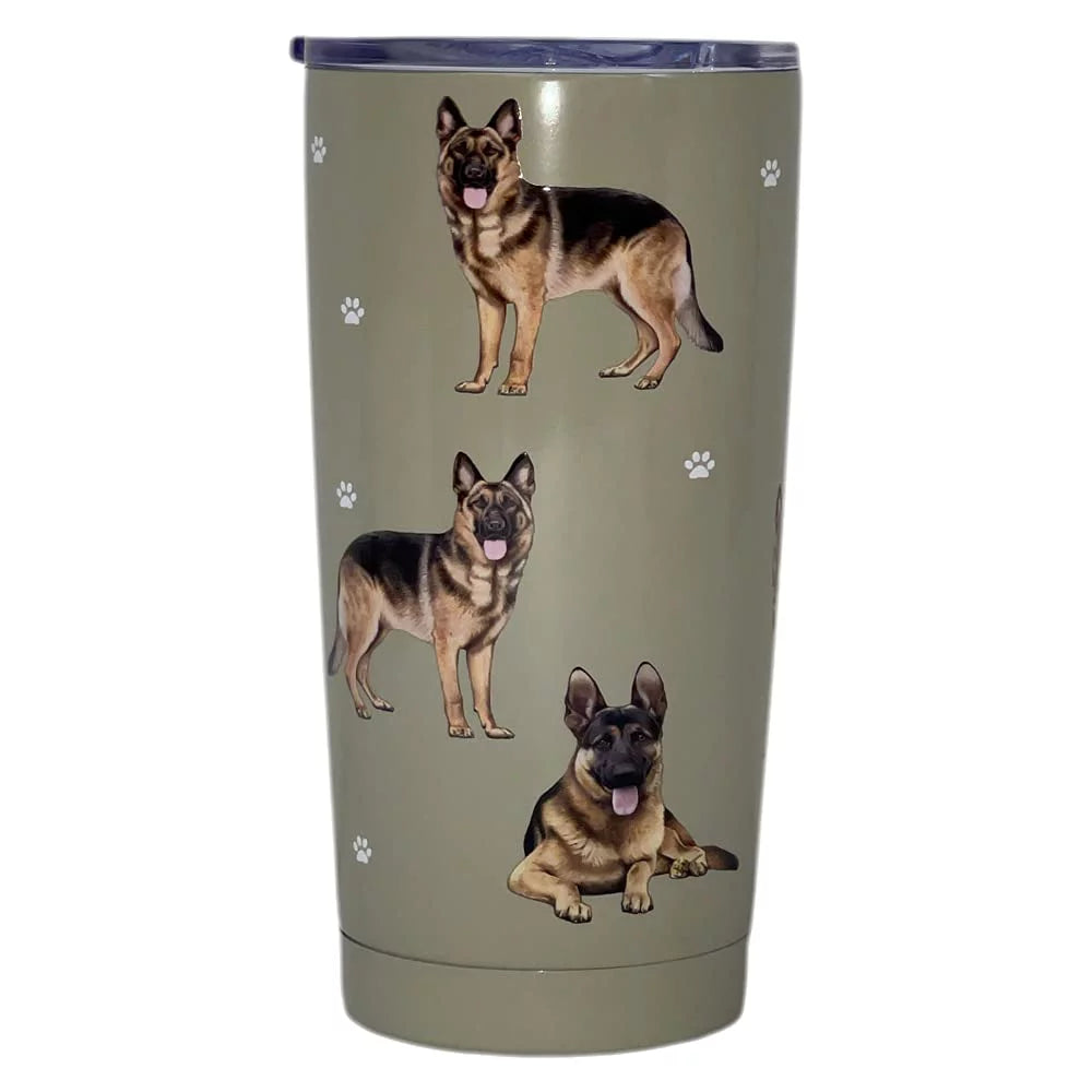 E & S Imports Serengeti German Shepherd Stainless Steel, Vacuum Insulated Tumbler with Spill Proof Lid 20 oz
