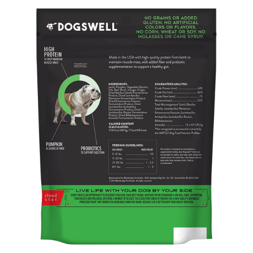 Dogswell Gut Health Jerky Dog Treats, Lamb Recipe 10 oz