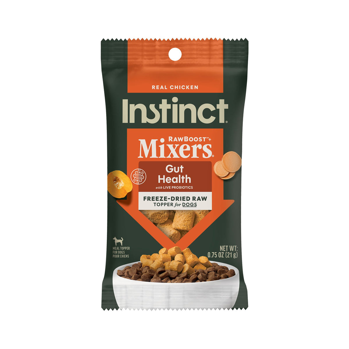 Instinct Raw Boost Mixers Gut Health Recipe Freeze-Dried Dog Food Topper Trial Size .75 oz