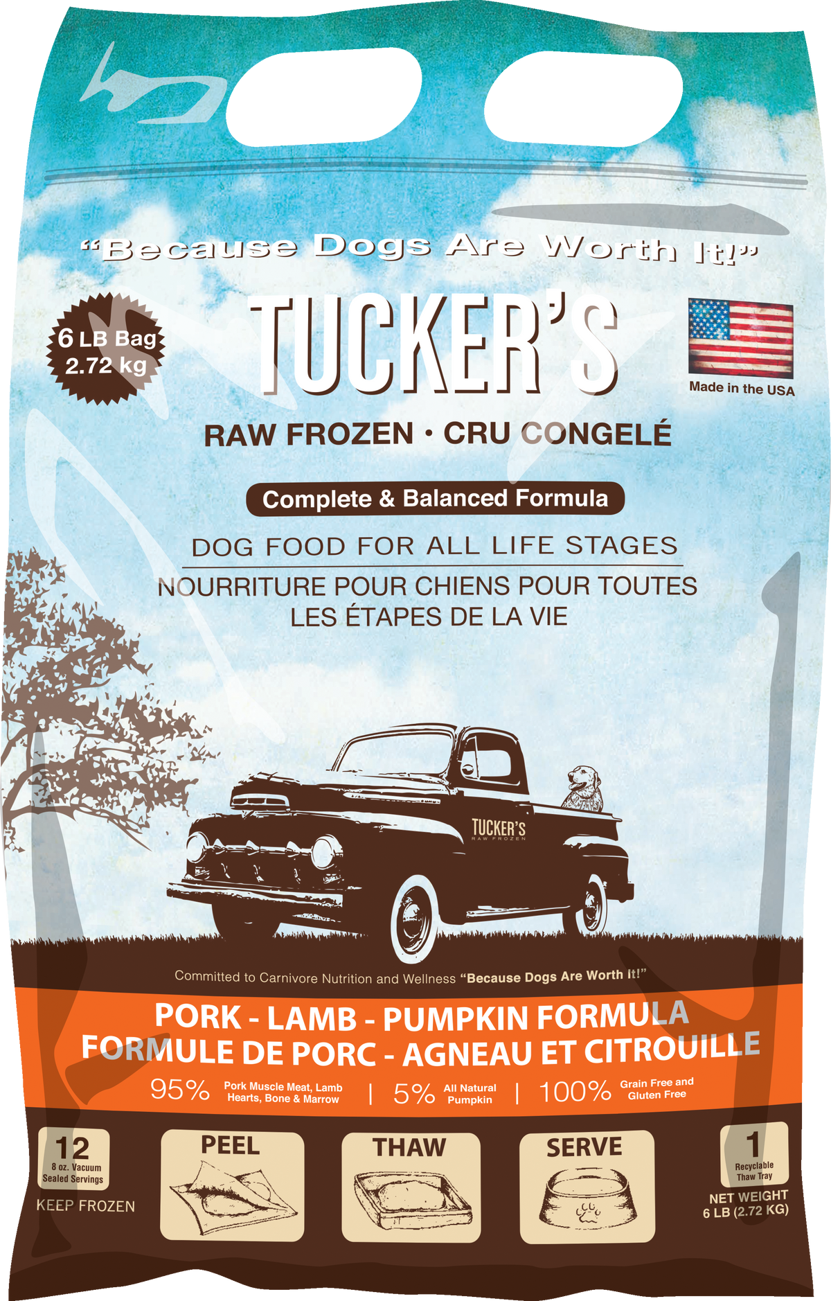 Tucker's Raw Frozen Pork, Lamb & Pumpkin Complete & Balanced Dog Food 6 lb