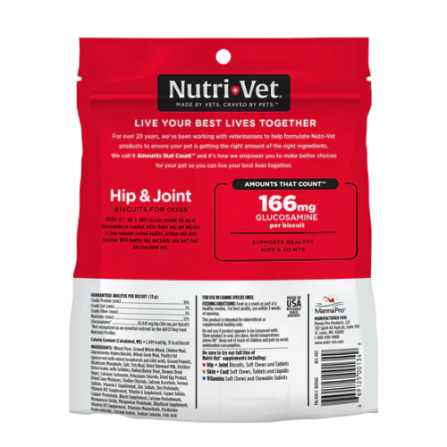 Nutri-vet Hip and Joint Biscuits for Dogs with Glucosamine 16 oz