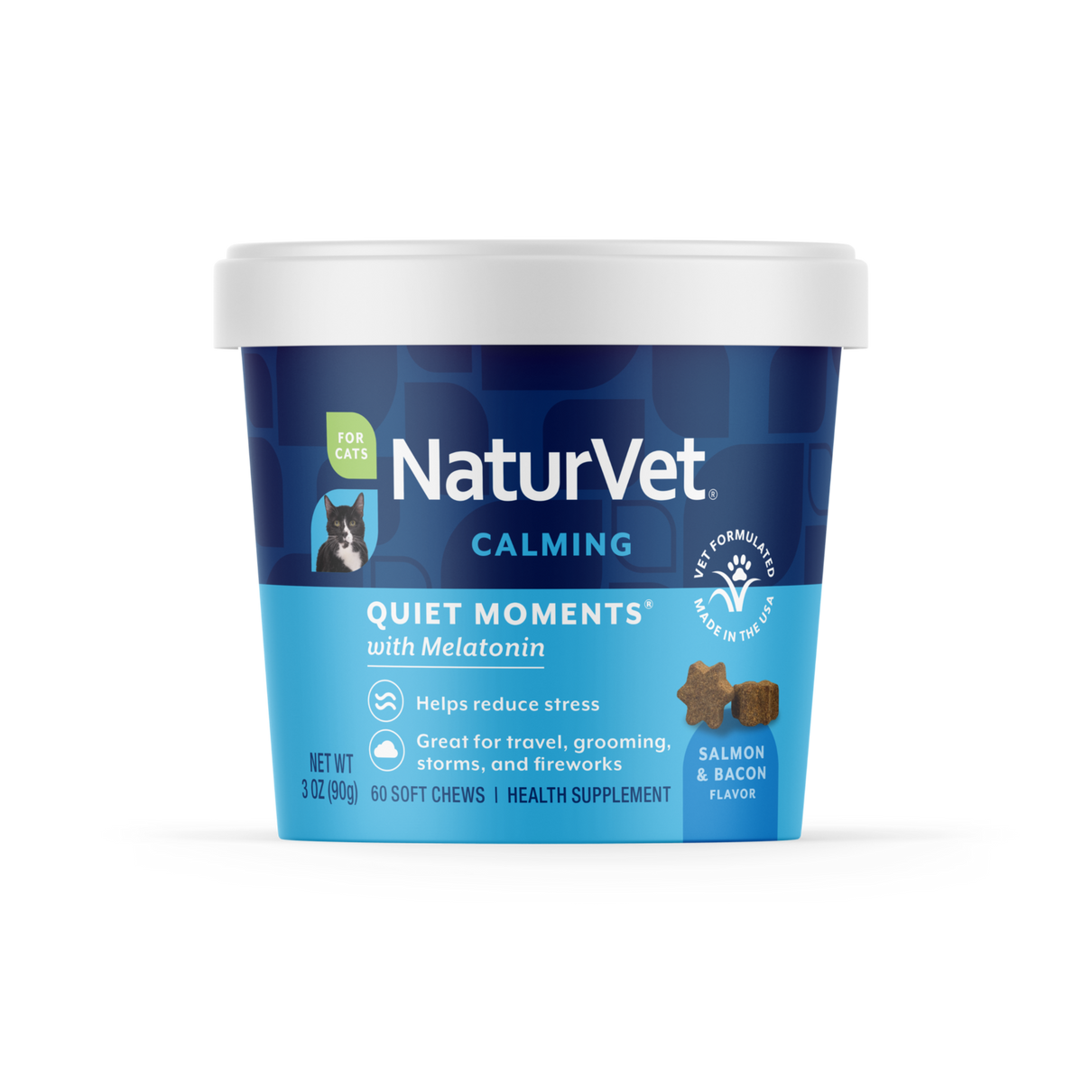 Naturvet Quiet Moments Calming Aid Plus Melatonin Cat Soft Chews 60 ct