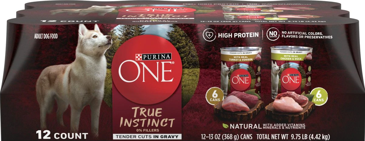 Purina ONE SmartBlend True Instinct Tender Cuts in Gravy Variety Pack Canned Dog Food 13 oz, 6 pk