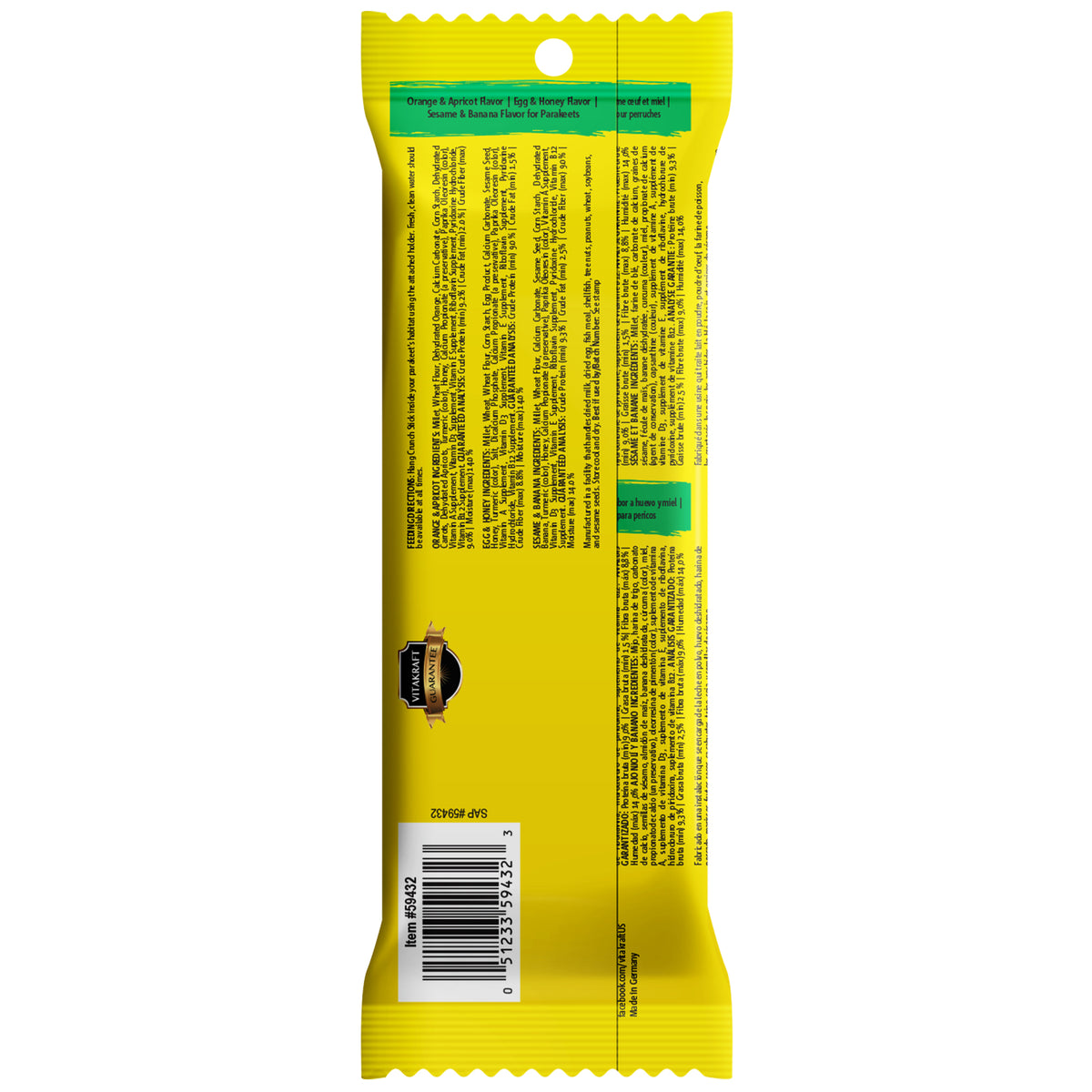 Vitakraft Tropical Fruit Crunch Sticks Variety Pack for Parakeets 3 pk