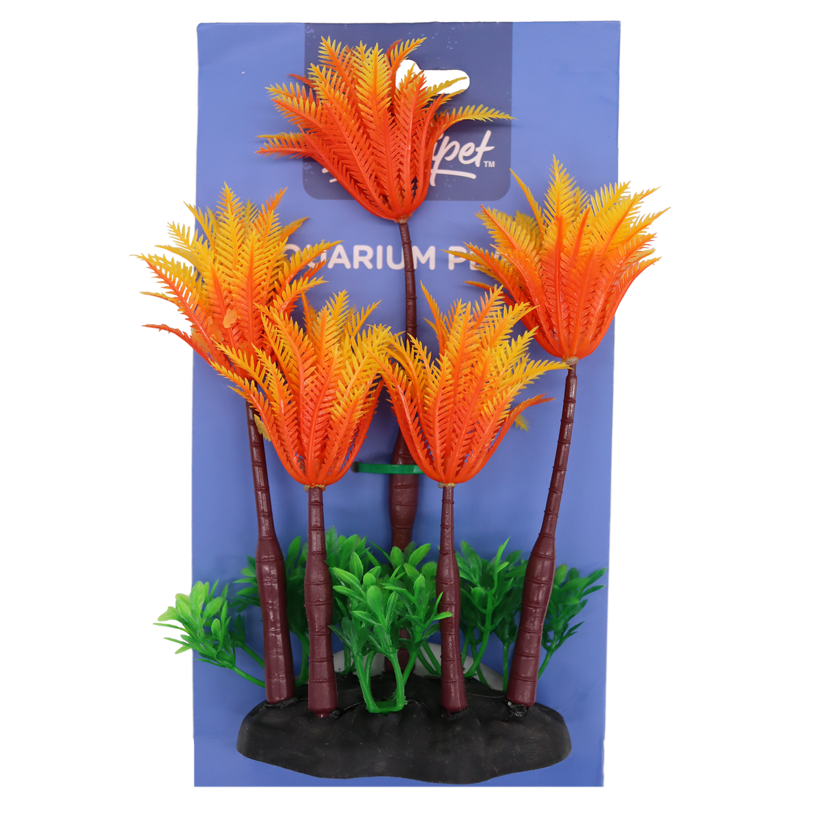 Incredipet Plastic Coconut Tree Aquarium Plant, Orange 7 in