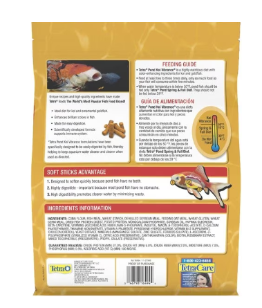 Tetra Pond Koi Vibrance Color Enhancing Sticks Goldfish/Koi Food 1.43 lb