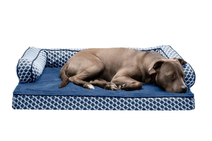 Furhaven Plush & Diamond Comfy Couch Sofa Pet Bed 27 x 36 in