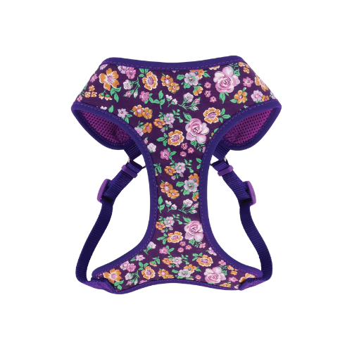 Coastal Pet Products Ribbon Designer Wrap Adjustable Dog Harness- Purple Sketched Floral