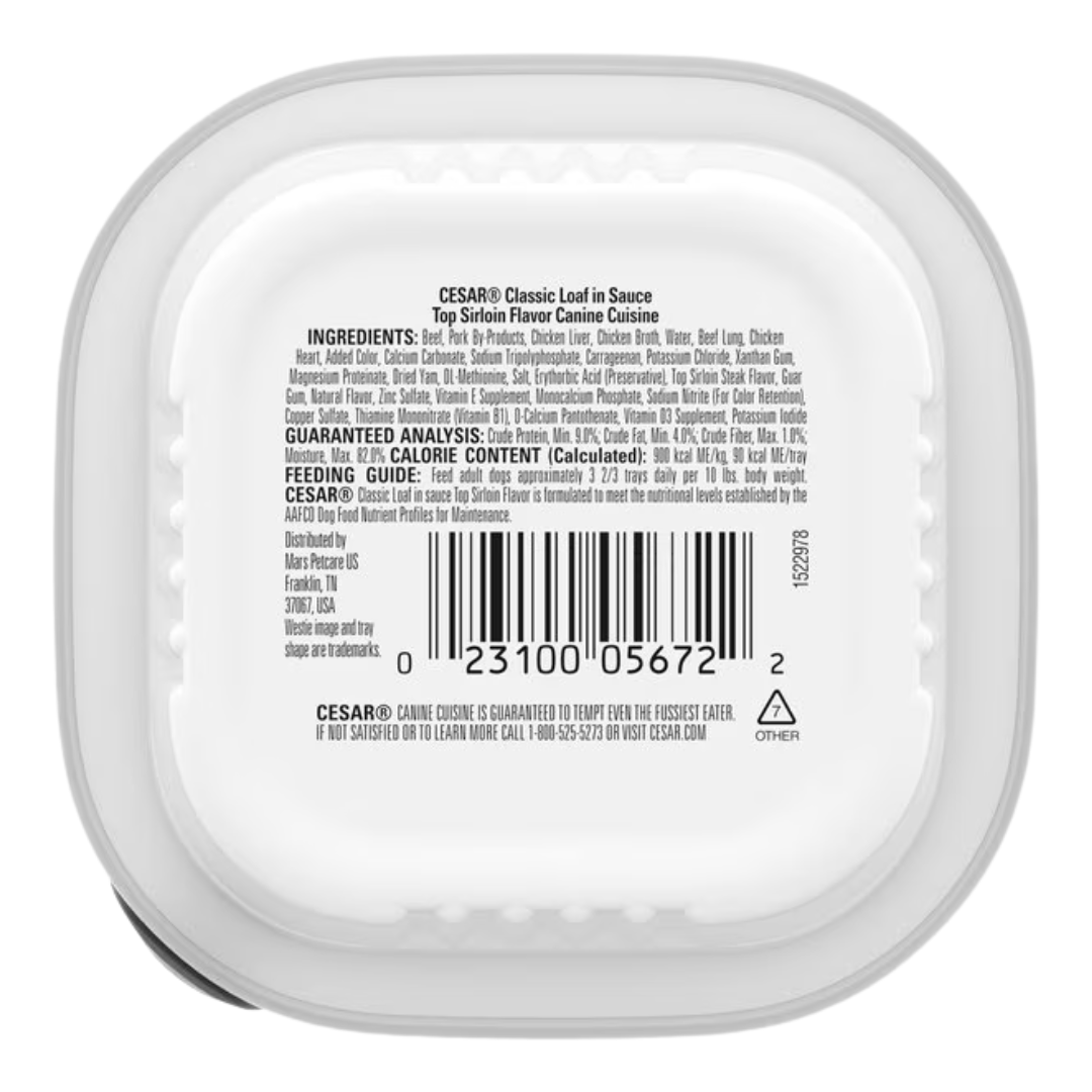 Cesar Classic Loaf in Sauce Top Sirloin Flavor Small Breed Adult Wet Dog Food