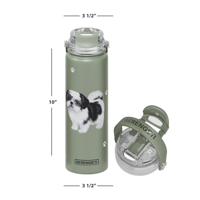 E & S Imports Serengeti Black Shih Tzu Stainless Steel Water Bottle 24 oz