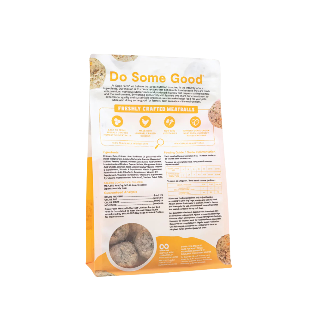 Open Farm Harvest Chicken Freshly Crafted Meatballs for Dogs 14 oz