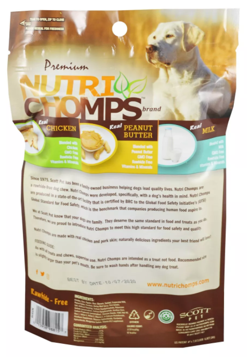 Scott Pet Premium Nutri Chomps Assorted Flavor Braided Dog Treats 4 ct