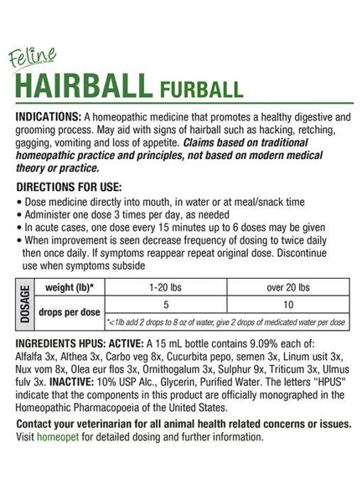 Homeopet Feline Hairball Furball