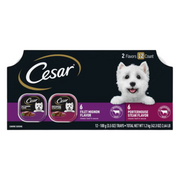 Cesar Classic Loaf in Sauce Filet Mignon & Porterhouse Steak Flavors Variety Pack Grain-Free Small Breed Adult Wet Dog Food 12 ct
