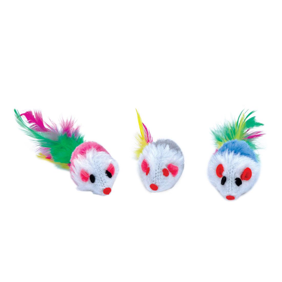Coastal Pet Products Turbo Mice With Feathers Catnip Toy