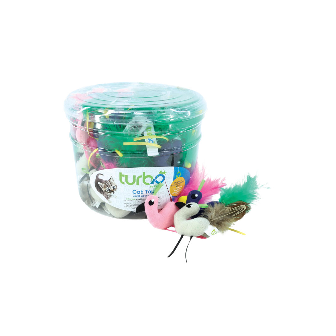 Coastal Pet Products Turbo Birds with Feather Tails & Line Loop