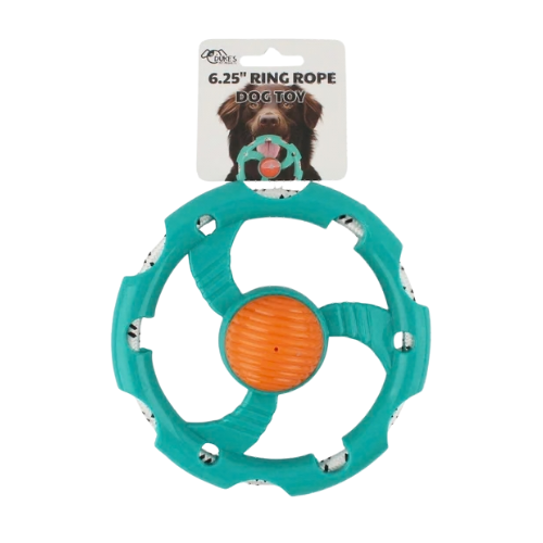 Kole Imports Rubber Ring Rope Dog Toy 6 in