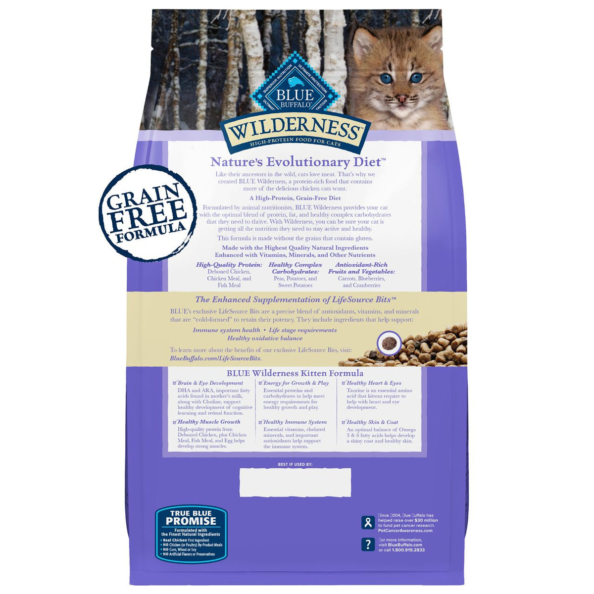 Blue Buffalo Wilderness Kitten Chicken Recipe Grain-Free Dry Cat Food 5 lb