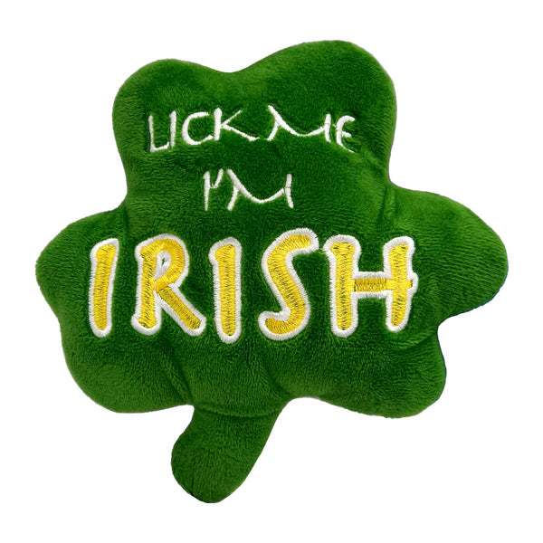 Huxley & Kent St. Patrick's Day "Lick Me I'm Irish" Shamrock Plush Dog Toy 9.5 in