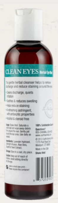 Earth Animal Clean Eyes Herbal Eye Wash for Dogs & Cats 4 oz
