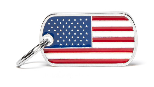 Myfamily Enamel U.S.A. Flag Personalized Dog ID Tag