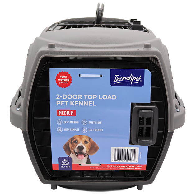 Incredipet 2-Door Top Load Pet Kennel, 22.5 x 14.4 x 12.8 in, up to 19.8lbs
