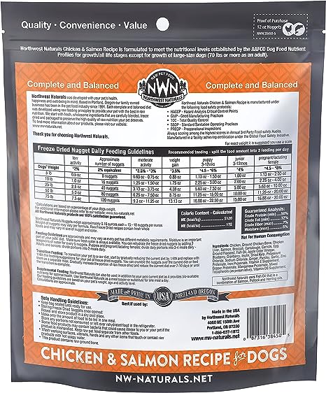 Northwest Naturals Freeze-Dried Chicken & Salmon Recipe Raw Diet for Dogs 12 oz