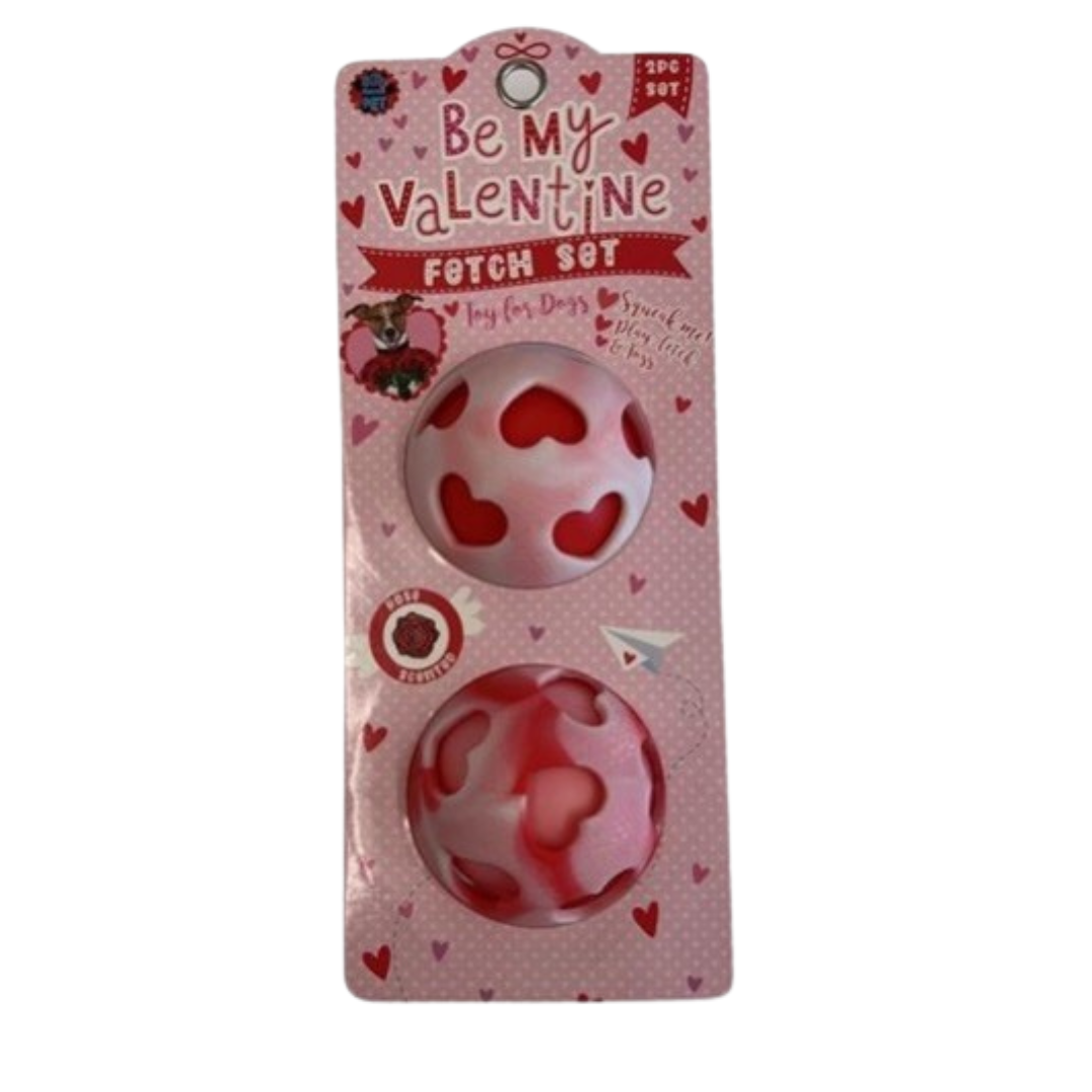 Bow Wow Valentine's Day Hearts Ball Dog Toy 2 Pack