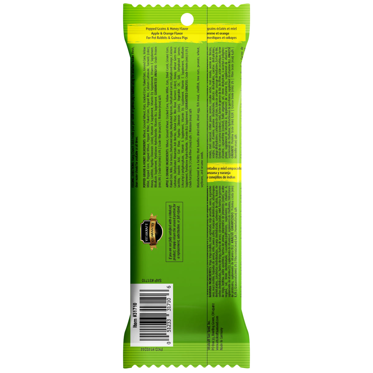 Vitakraft Crunch Sticks With Honey & Apple Flavor Rabbit & Guinea Pig Treats 2.5 oz