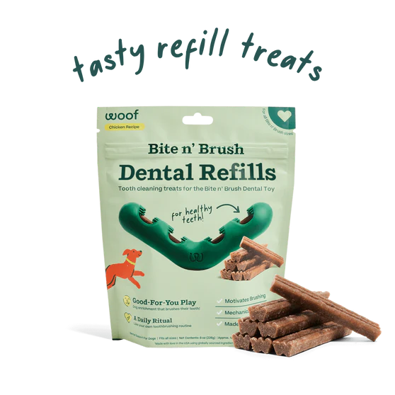 Woof Bite n' Brush Dental Refills Dog Treats 8 oz