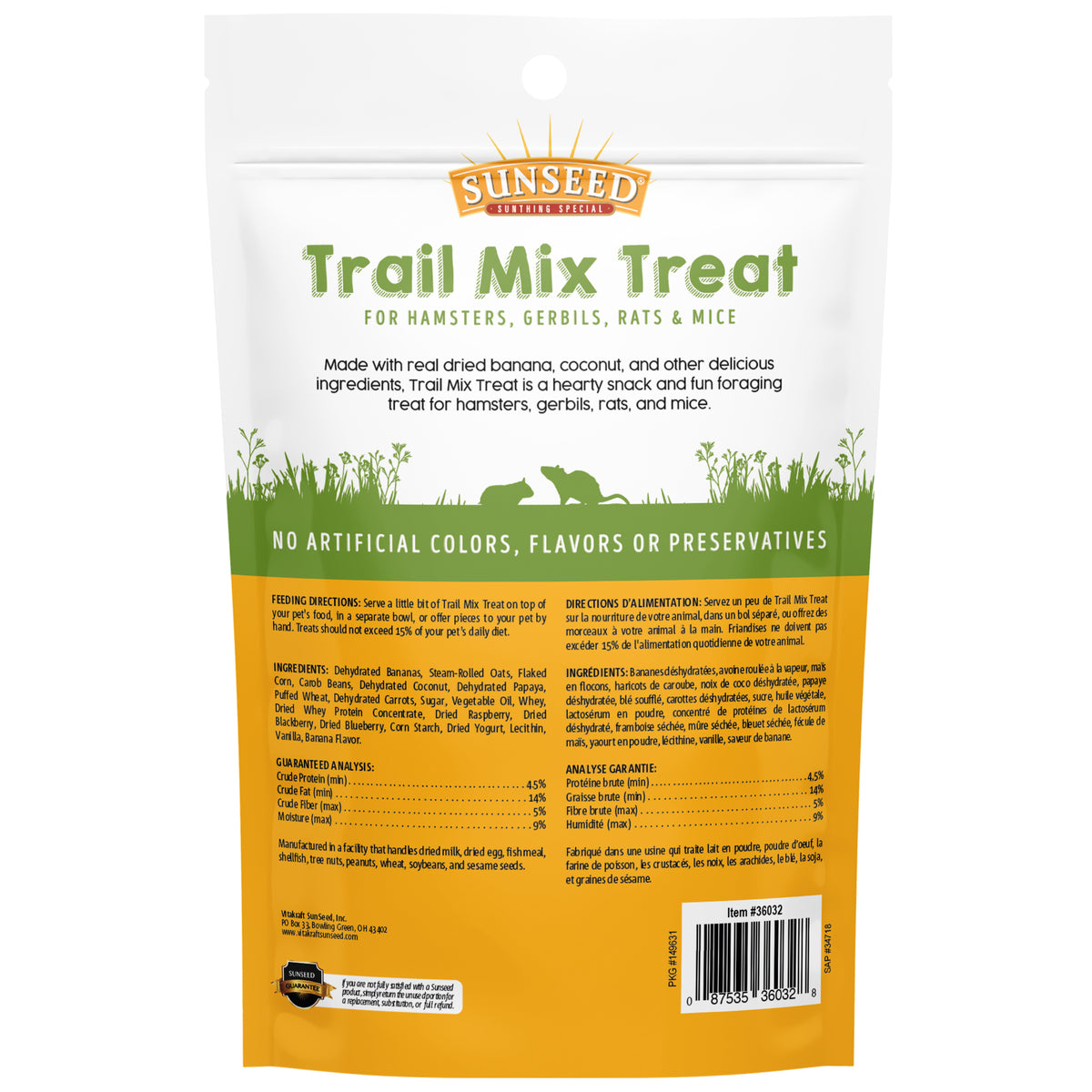Sunseed Vita Prima Banana Coconut Trail Mix Treat For Small Animals 5 oz