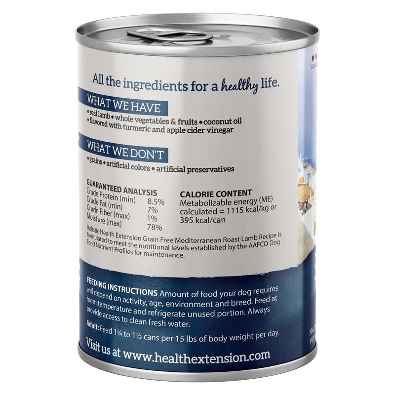 Health Extension Mediterranean Roast Lamb Recipe Canned Dog Food