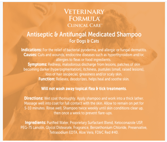 Synergy Veterinary Formula Clinical Care Antiseptic & Antifungal Shampoo 16 oz