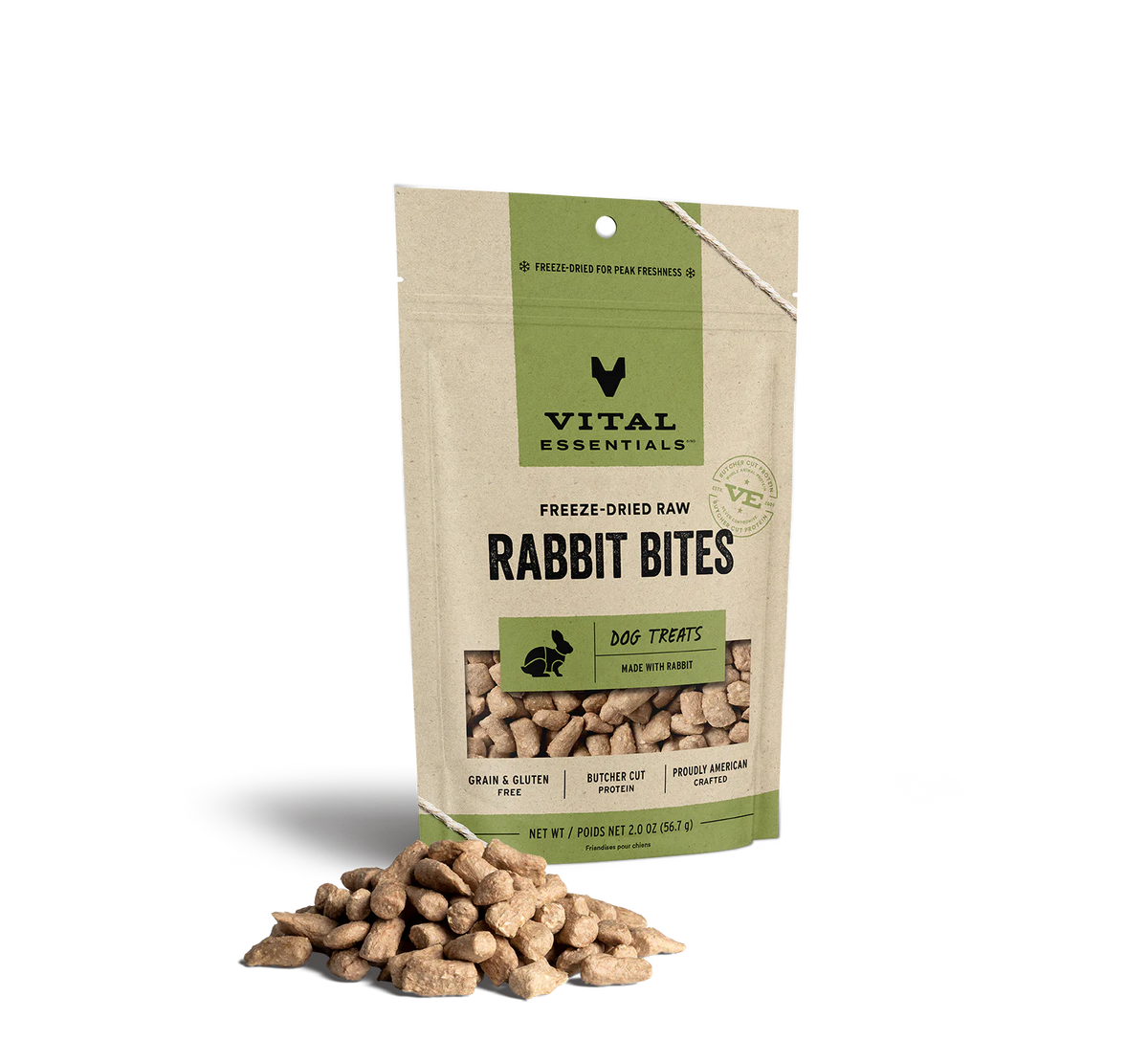 Vital Essentials Rabbit Bites Freeze-Dried Grain-Free Dog Treats 2 oz