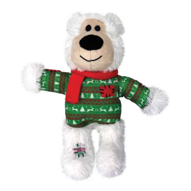 Kong Holiday Wild Knots Bear Plush Dog Toy, Assorted 9 in