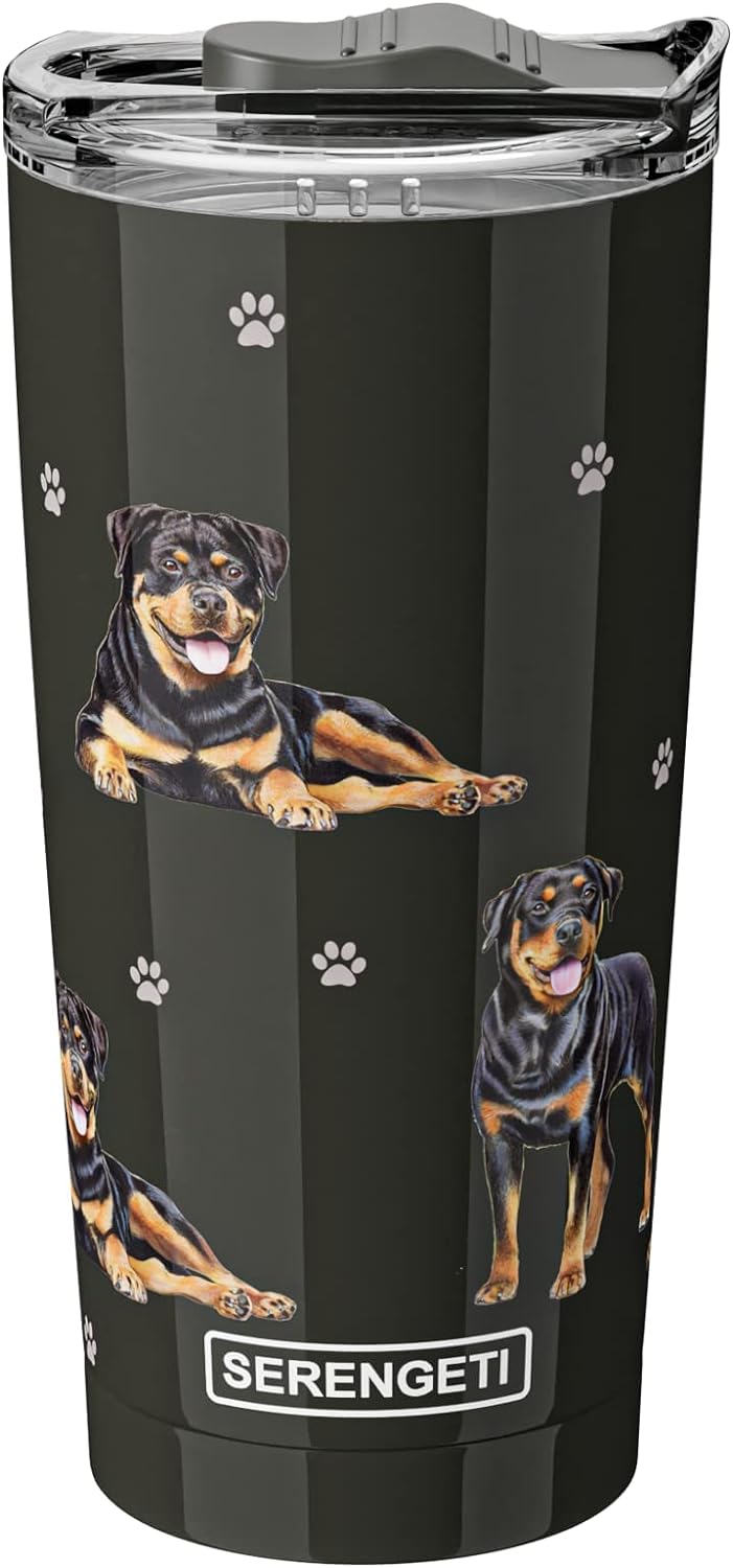 E & S Imports Serengeti Rottweiler Stainless Steel, Vacuum Insulated Tumbler with Spill Proof Lid 20 oz