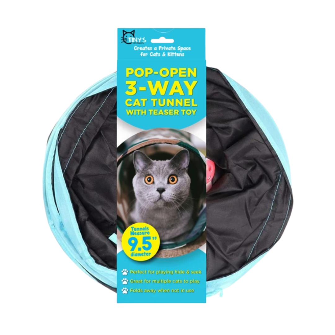 Kole Imports Pop-Up Cat Tunnel with Teaser Toys