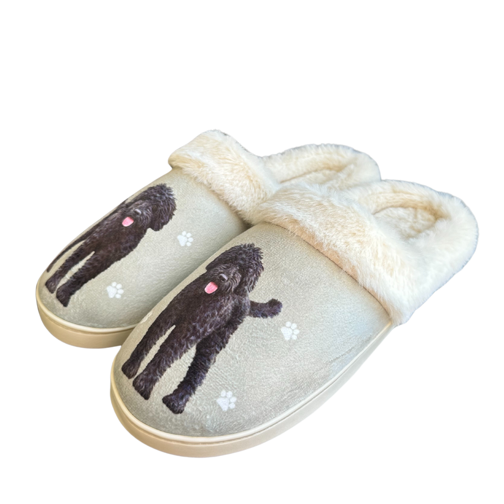 E & S Imports Black Labradoodle Snugg Slippers