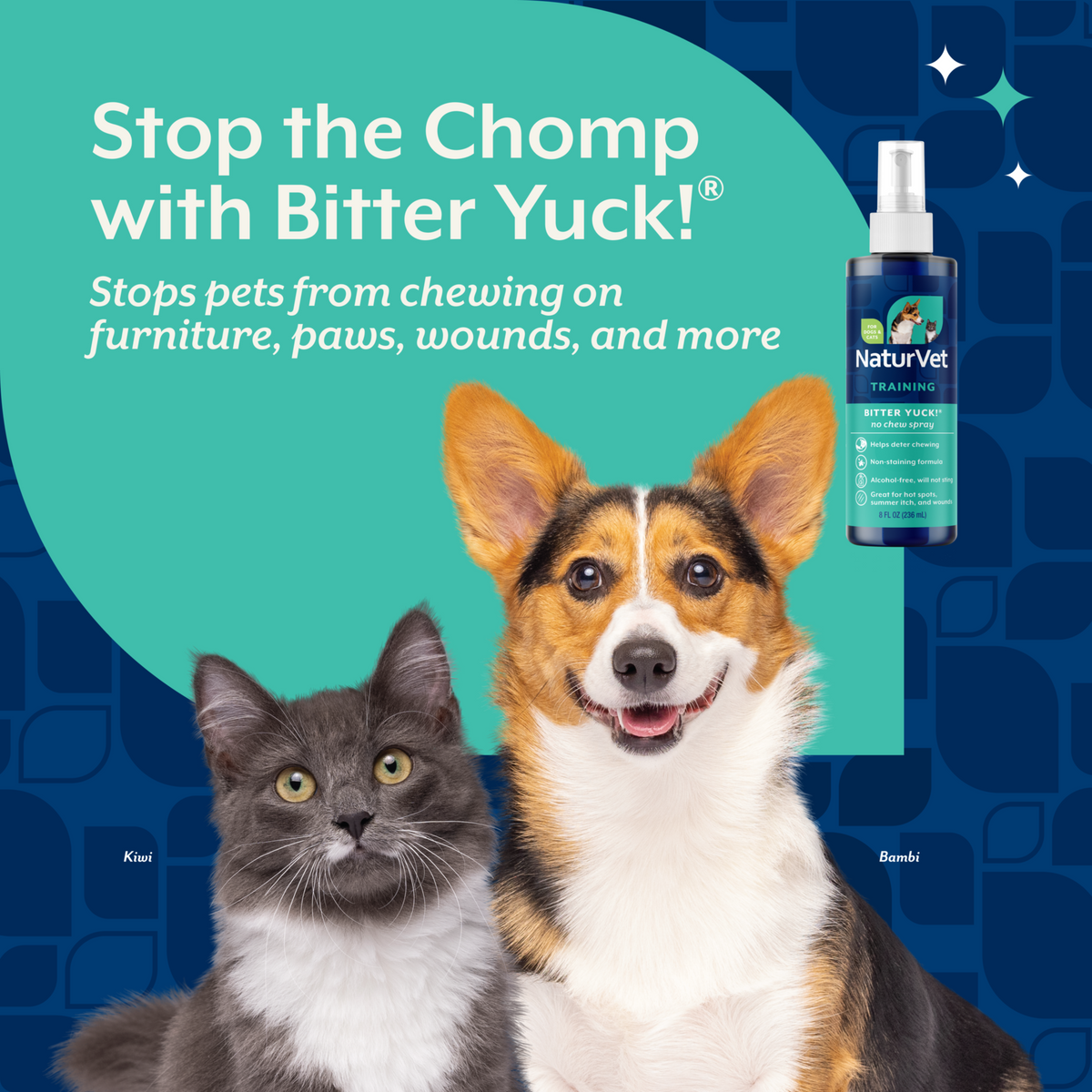 Naturvet Bitter Yuck! No Chew Dog, Cat , & Horse Spray 8 oz