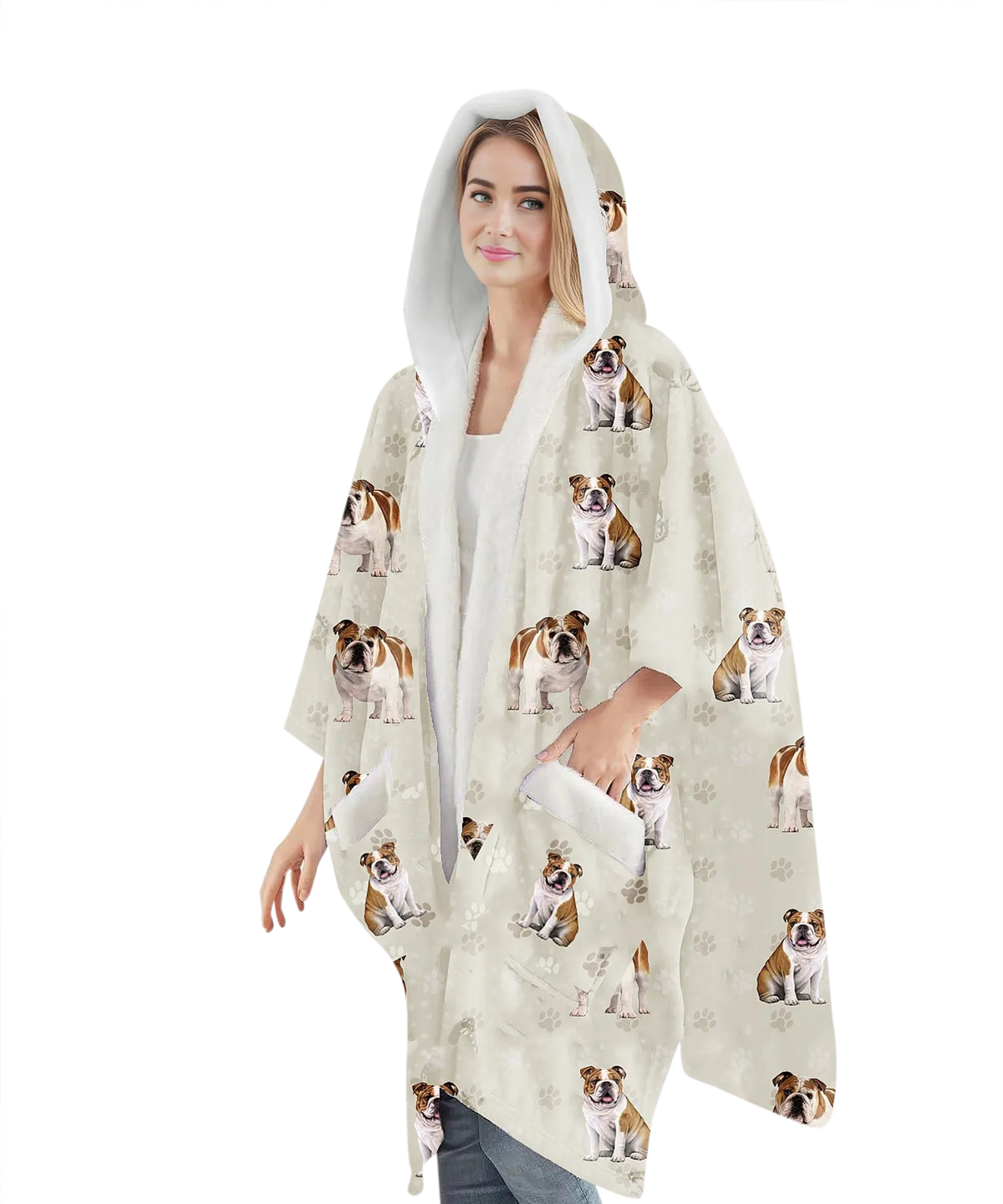 E & S Imports Bulldog Snuggs Wraps Blanket Hoodie